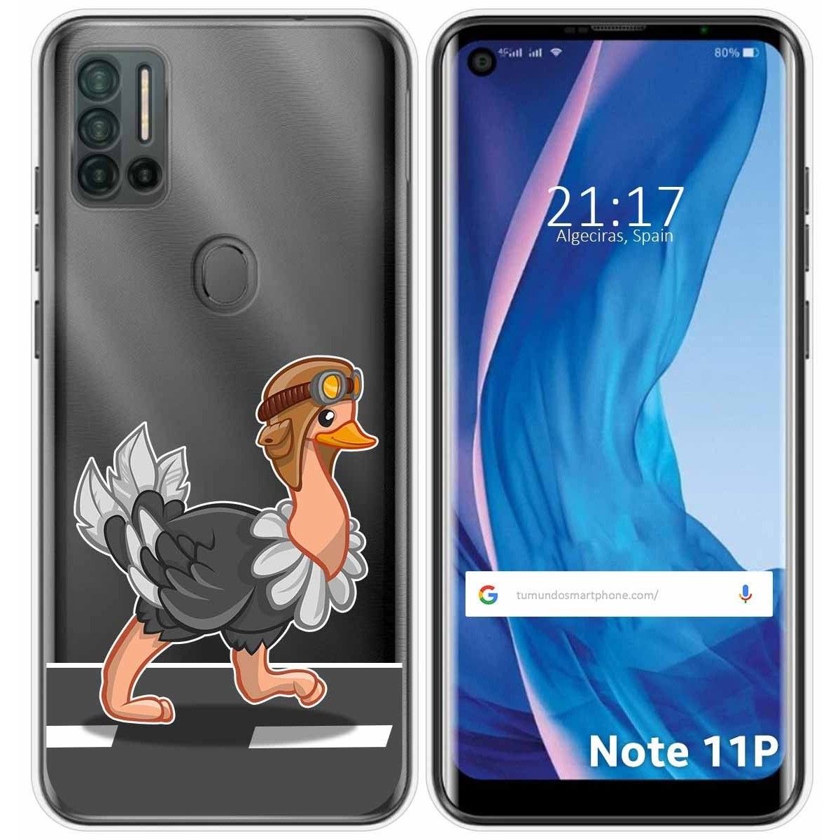 Funda Silicona Transparente para Ulefone Note 11P diseño Avestruz Dibujos