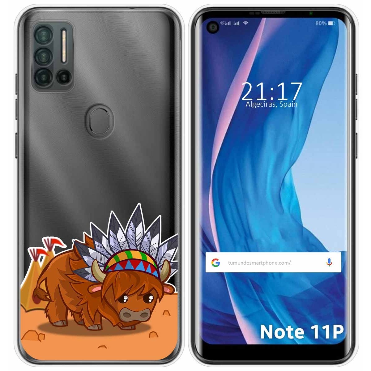 Funda Silicona Transparente para Ulefone Note 11P diseño Bufalo Dibujos