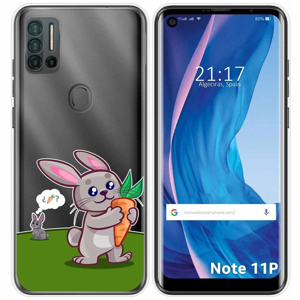 Funda Silicona Transparente para Ulefone Note 11P diseño Conejo Dibujos