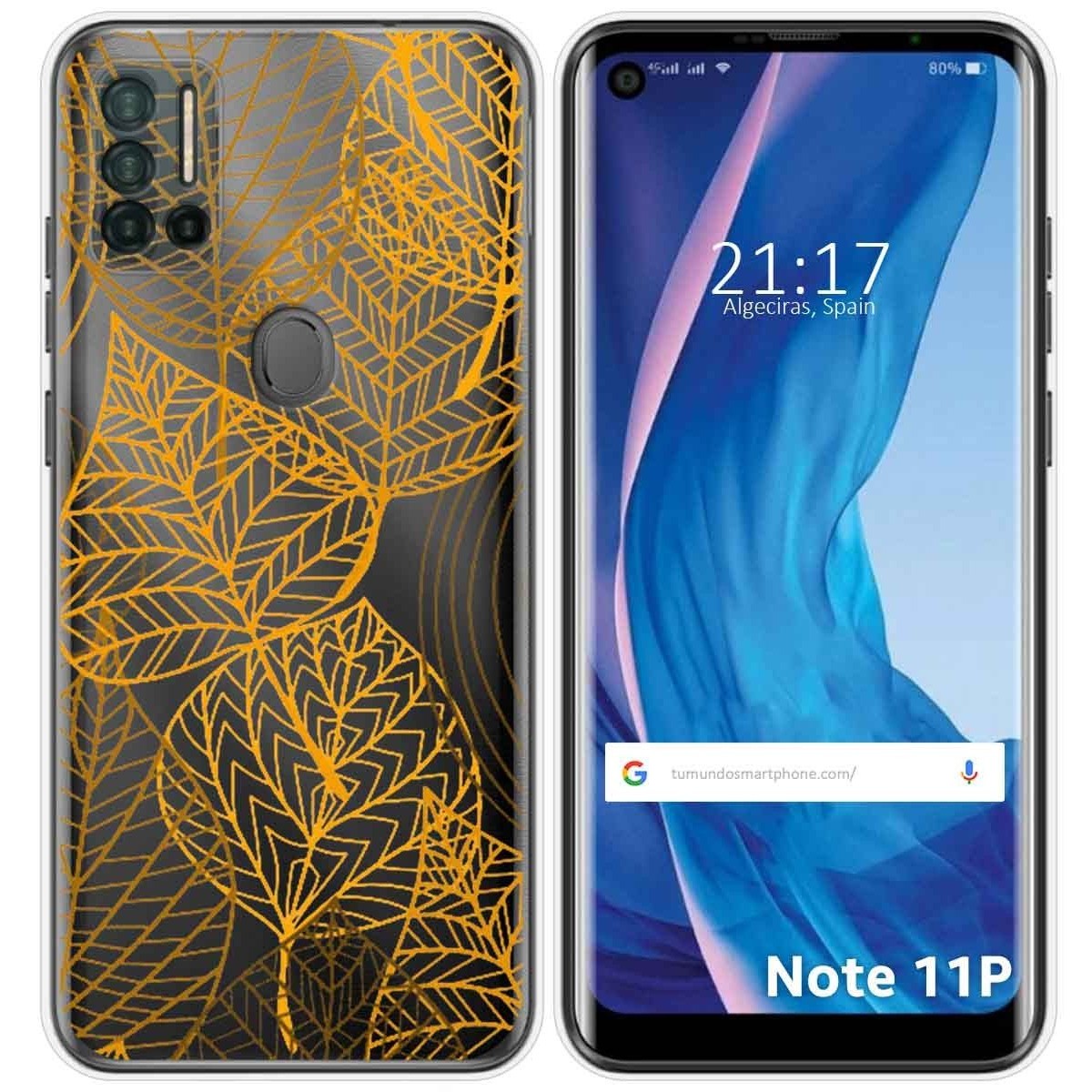 Funda Silicona Transparente para Ulefone Note 11P diseño Hojas Dibujos