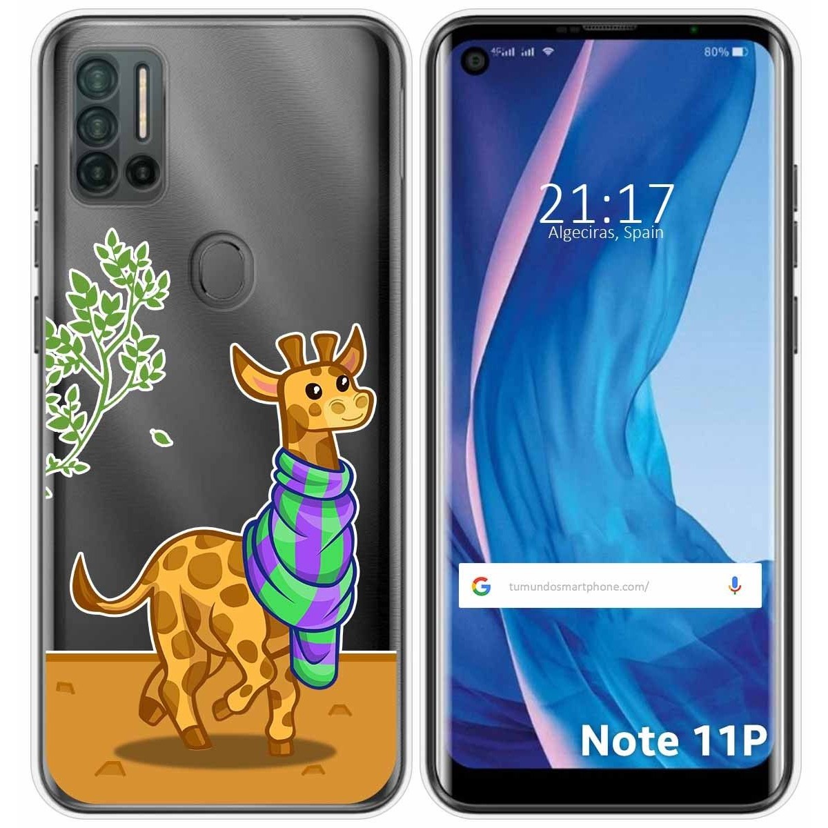 Funda Silicona Transparente para Ulefone Note 11P diseño Jirafa Dibujos