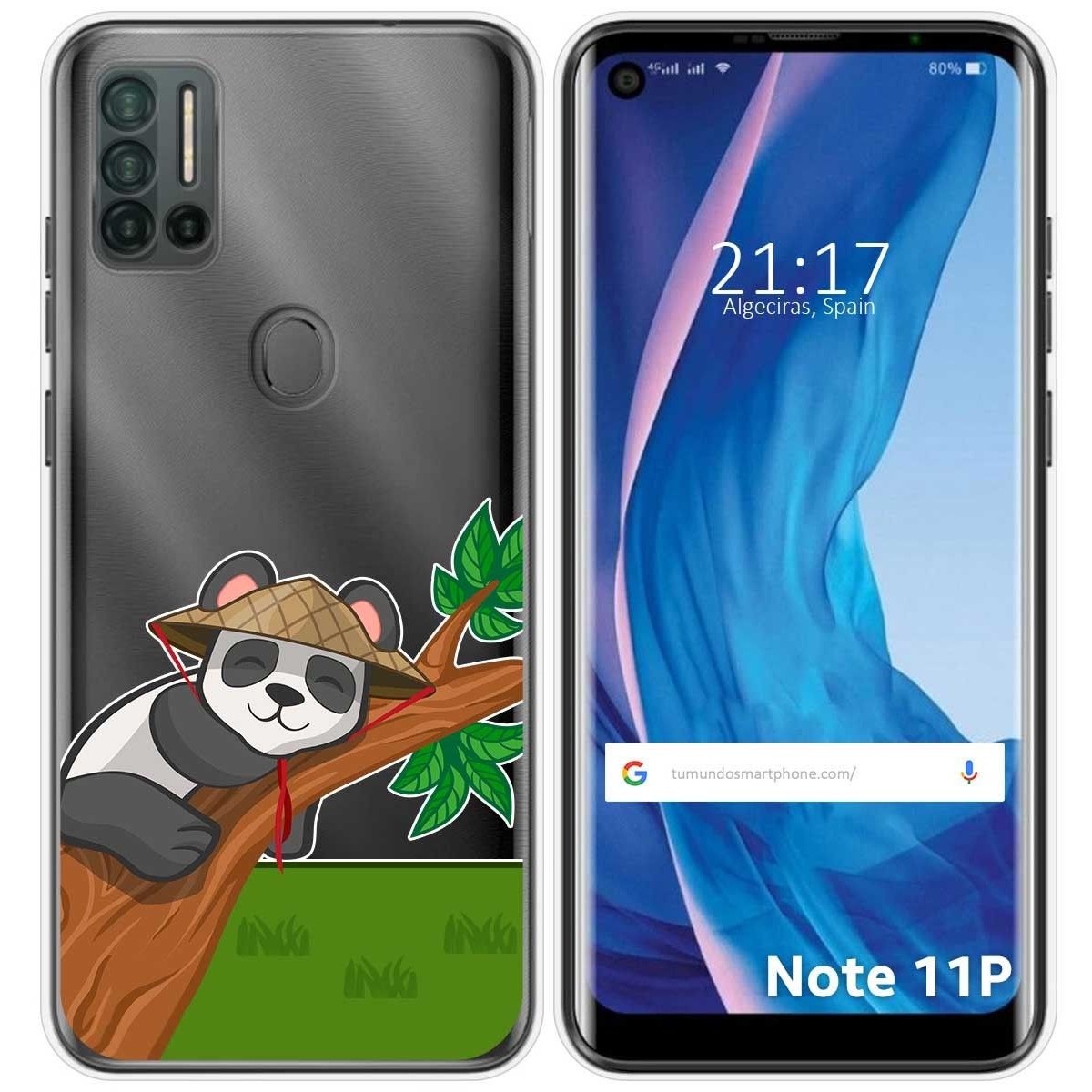 Funda Silicona Transparente para Ulefone Note 11P diseño Panda Dibujos