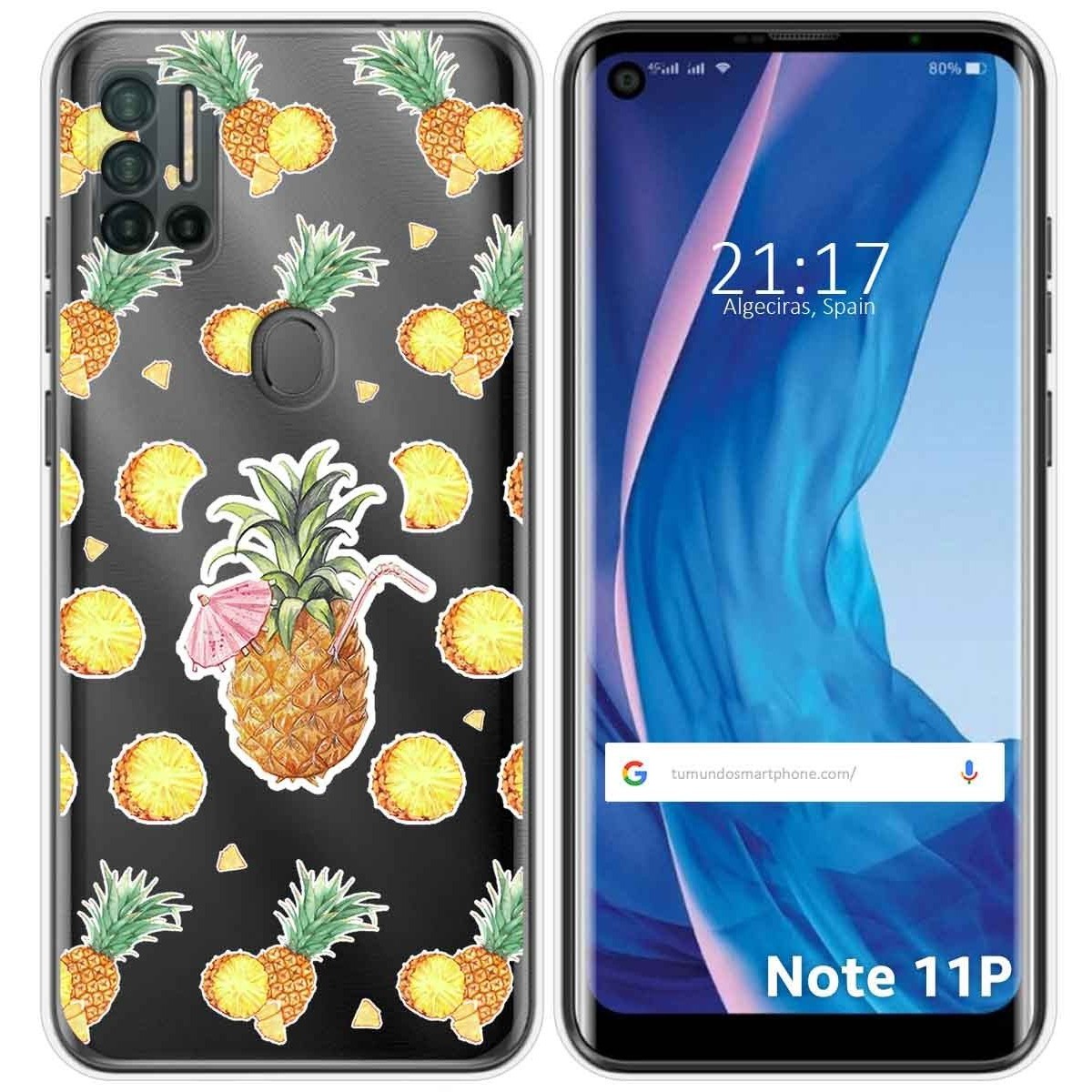 Funda Silicona Transparente para Ulefone Note 11P diseño Piña Dibujos