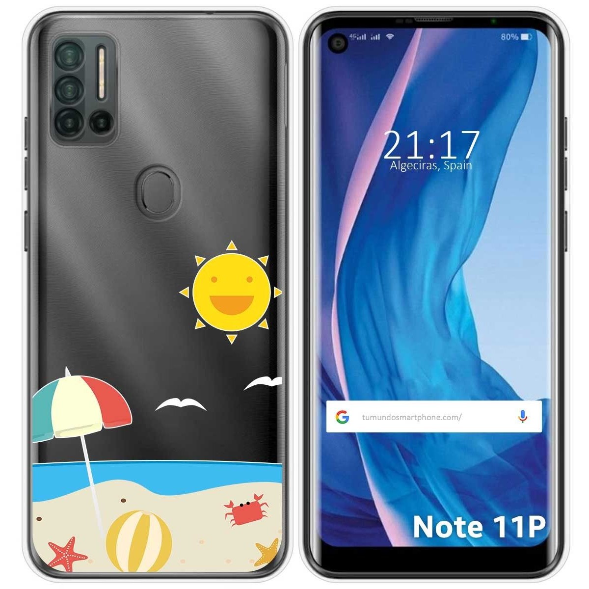 Funda Silicona Transparente para Ulefone Note 11P diseño Playa Dibujos