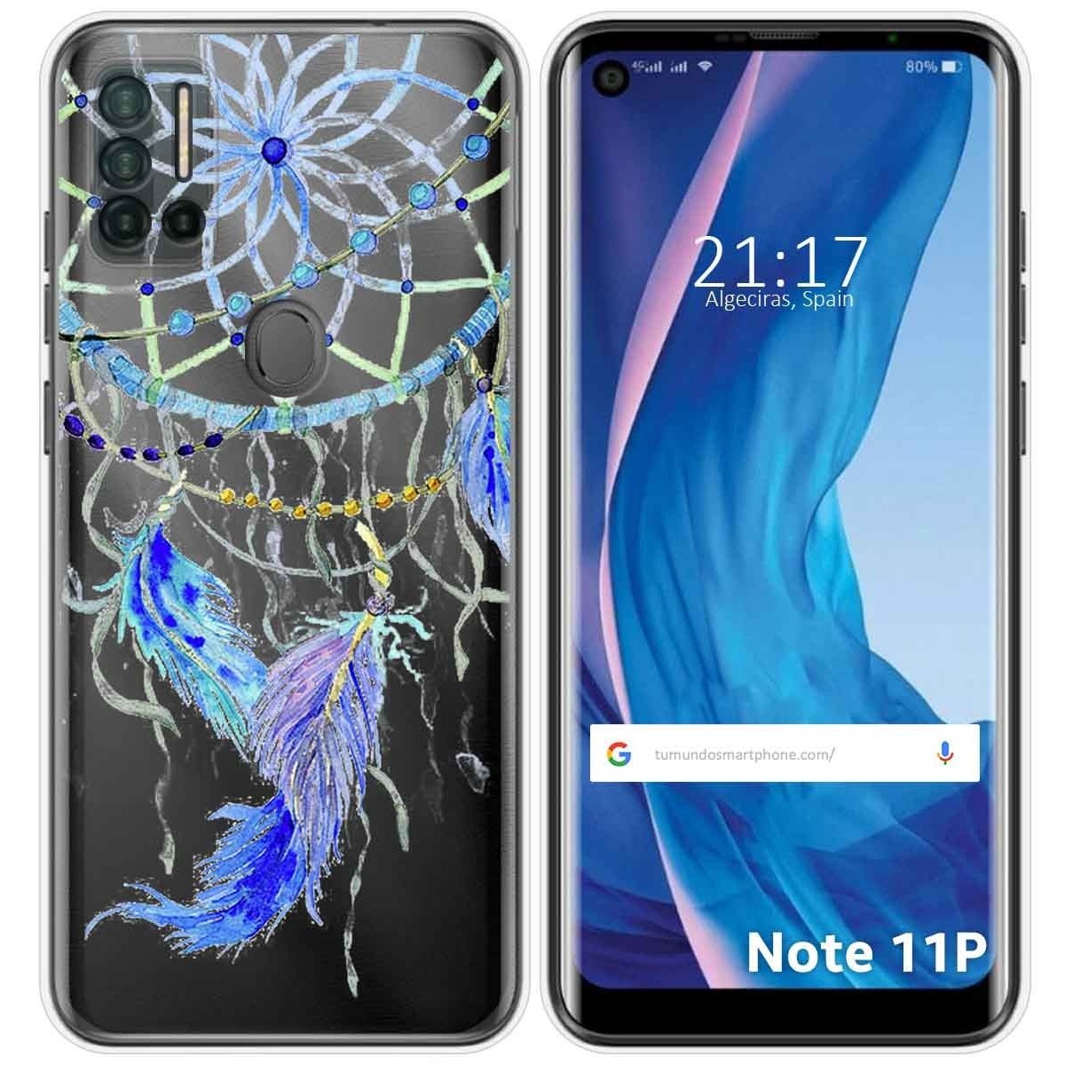 Funda Silicona Transparente para Ulefone Note 11P diseño Plumas Dibujos
