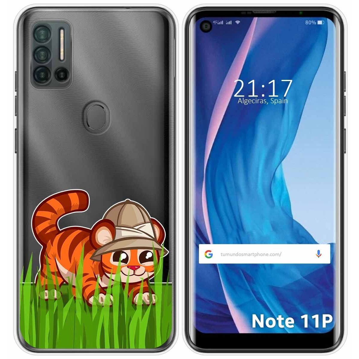 Funda Silicona Transparente para Ulefone Note 11P diseño Tigre Dibujos