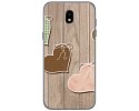 Funda Gel Tpu para Samsung Galaxy J5 (2017) Diseño Corazones Madera Dibujos