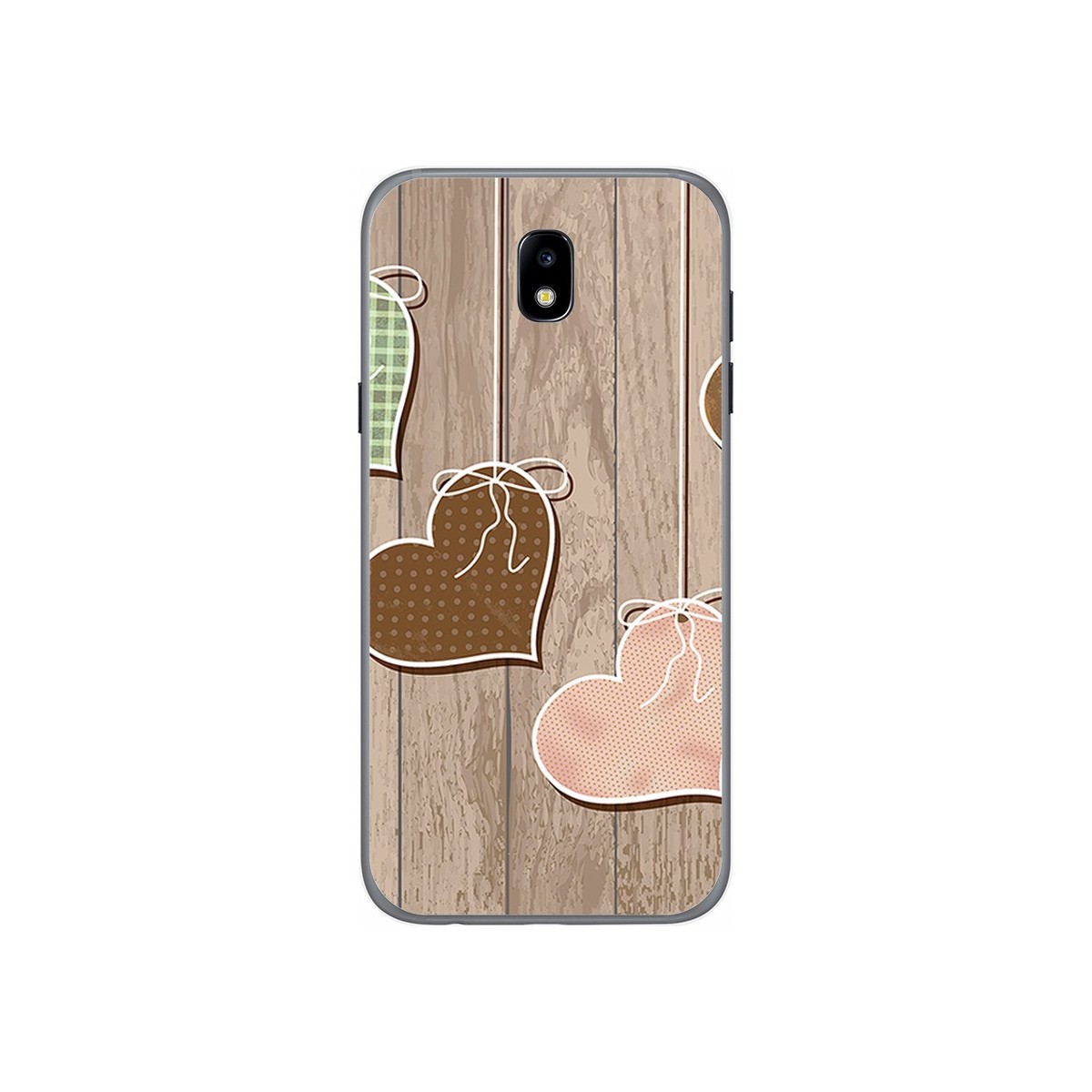 Funda Gel Tpu para Samsung Galaxy J5 (2017) Diseño Corazones Madera Dibujos