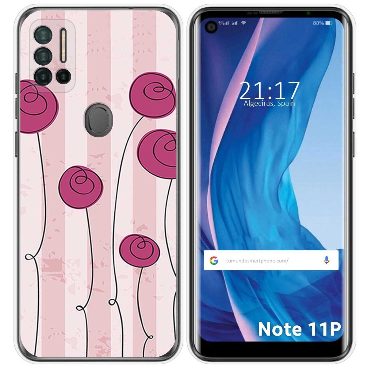 Funda Silicona para Ulefone Note 11P diseño Flores Vintage Dibujos