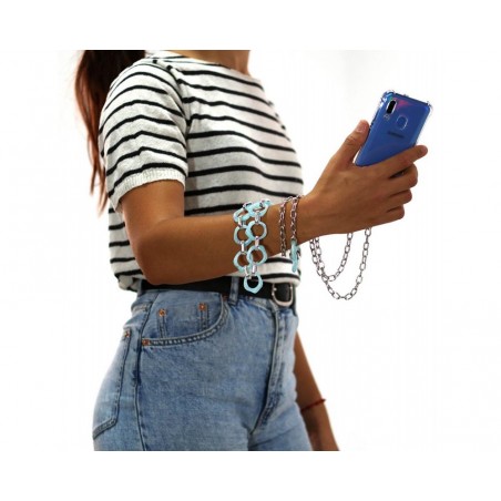 Colgante Cadena Estilo Mármol color Azul para Teléfono con Adaptador y tornillos