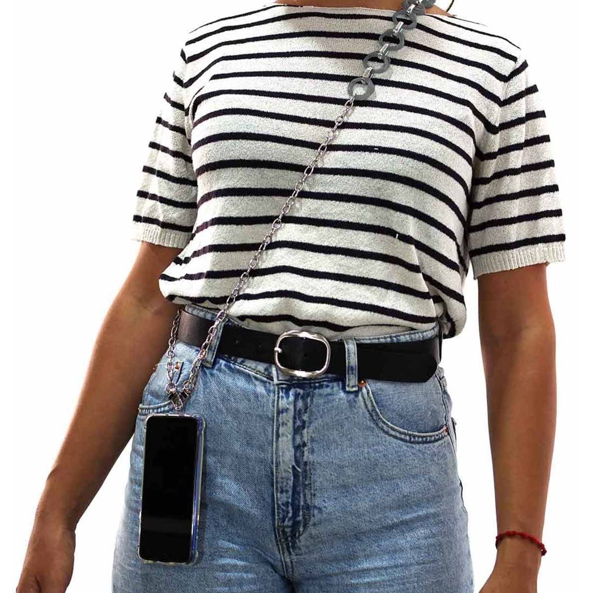 Colgante Cadena Estilo Mármol color Gris para Teléfono con Adaptador y tornillos