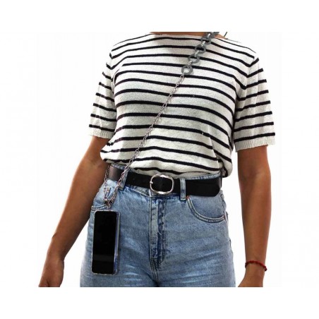 Colgante Cadena Estilo Mármol color Gris para Teléfono con Adaptador y tornillos