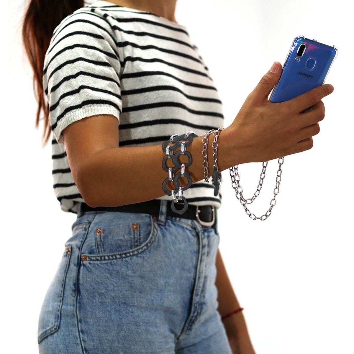 Colgante Cadena Estilo Mármol color Gris para Teléfono con Adaptador y tornillos