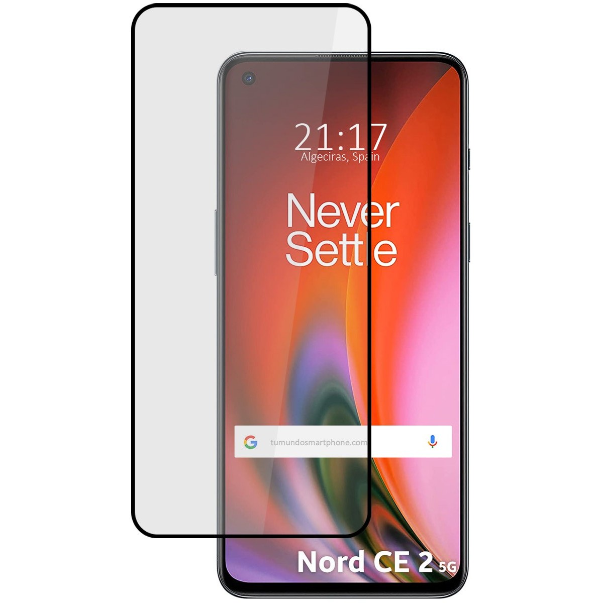 Protector Cristal Templado Completo 5D Full Glue Negro para OnePlus Nord 2 5G Vidrio