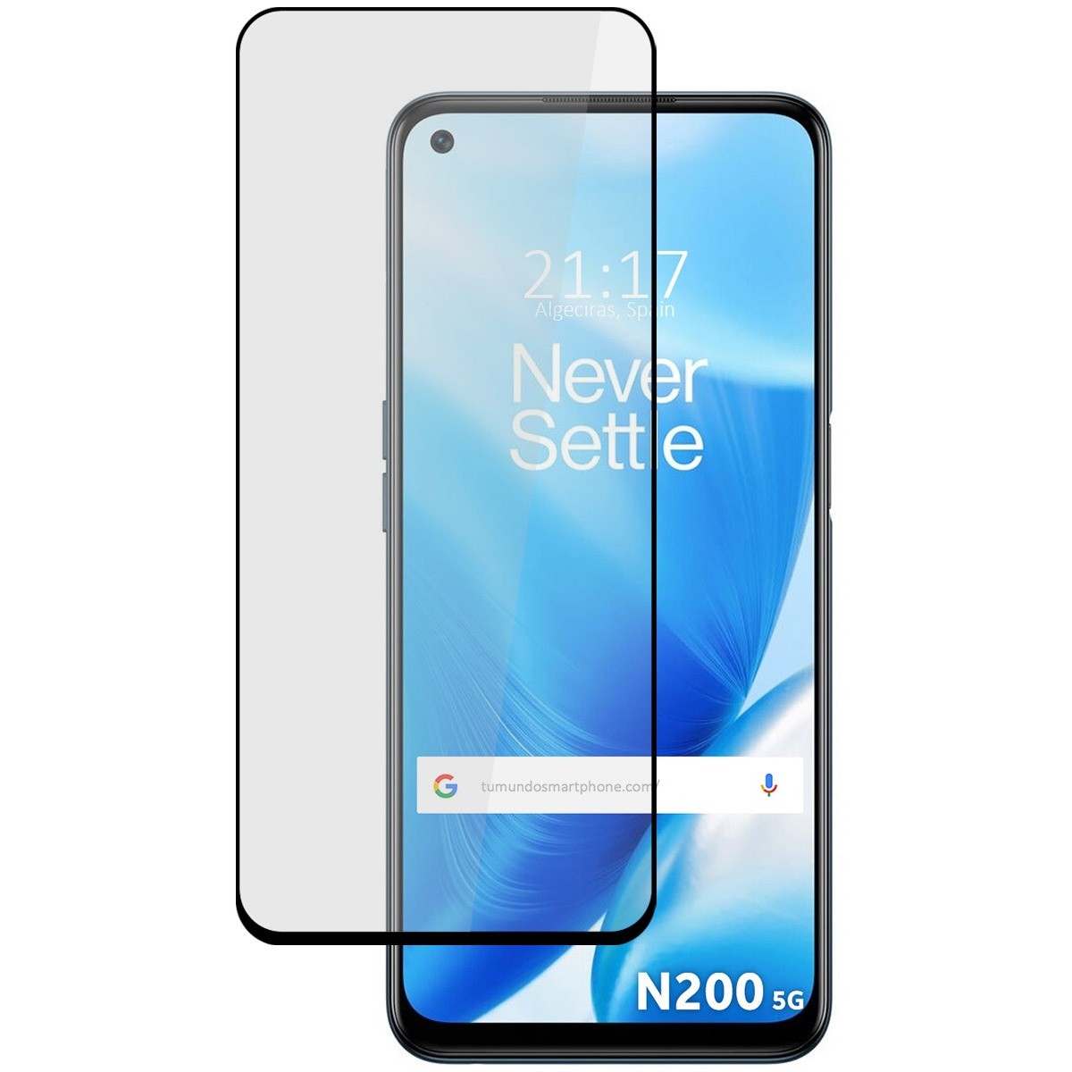 Protector Cristal Templado Completo 5D Full Glue Negro para OnePlus Nord N200 5G Vidrio