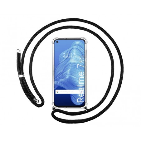Funda Colgante Transparente para Realme 7 5G con Cordon Negro