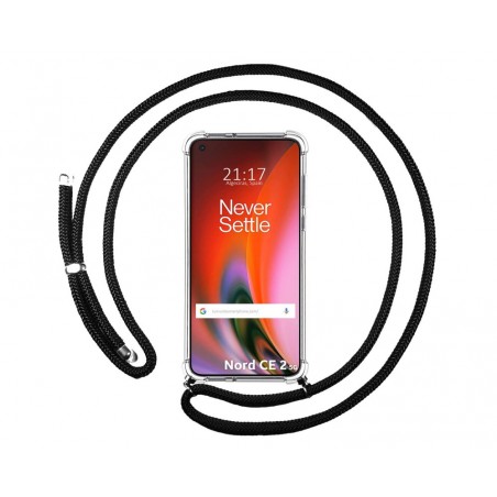 Funda Colgante Transparente para OnePlus Nord 2 5G con Cordon Negro