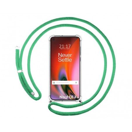 Funda Colgante Transparente para OnePlus Nord 2 5G con Cordon Verde Agua