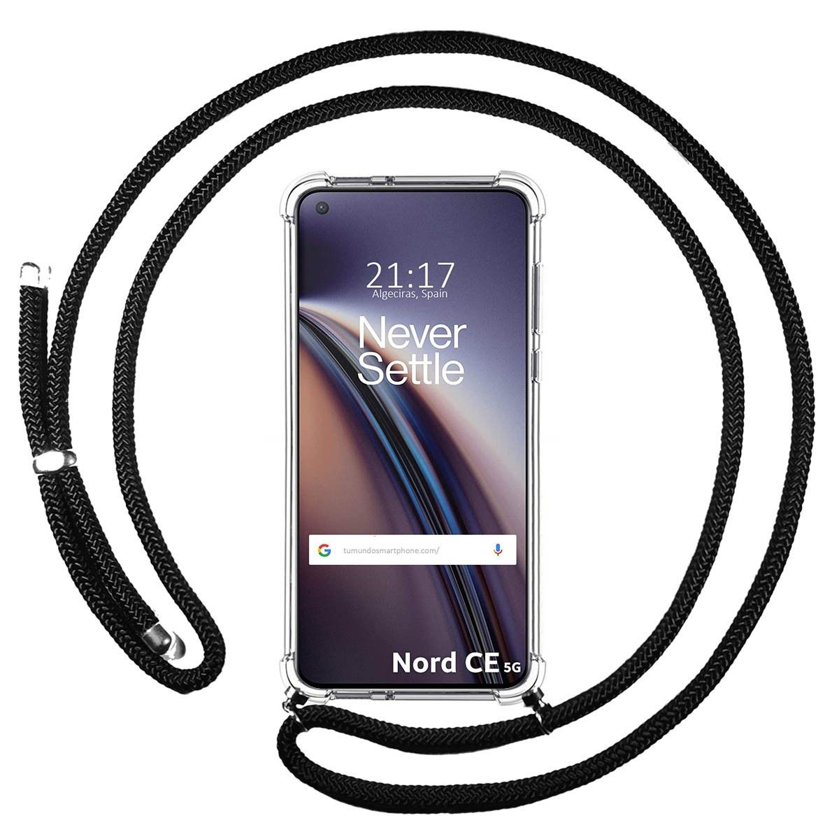 Funda Colgante Transparente para OnePlus Nord CE 5G con Cordon Negro