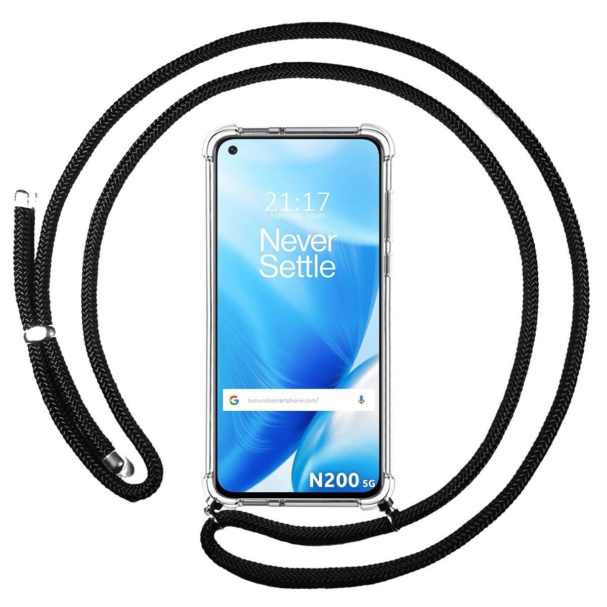 Funda Colgante Transparente para OnePlus Nord N200 5G con Cordon Negro
