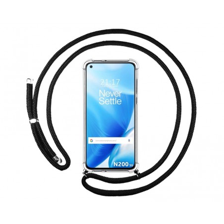 Funda Colgante Transparente para OnePlus Nord N200 5G con Cordon Negro