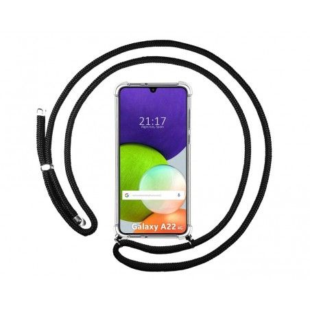 Funda Colgante Transparente para Samsung Galaxy A22 4G / M22 con Cordon Negro