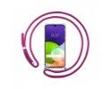 Funda Colgante Transparente para Samsung Galaxy A22 4G / M22 con Cordon Rosa Fucsia