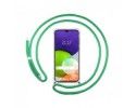 Funda Colgante Transparente para Samsung Galaxy A22 4G / M22 con Cordon Verde Agua