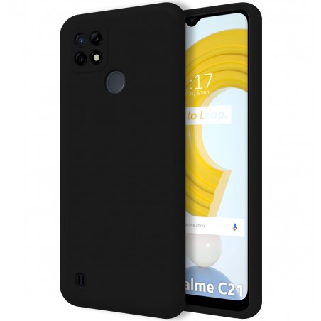 Funda Silicona Líquida Ultra Suave para Realme C21 color Negra