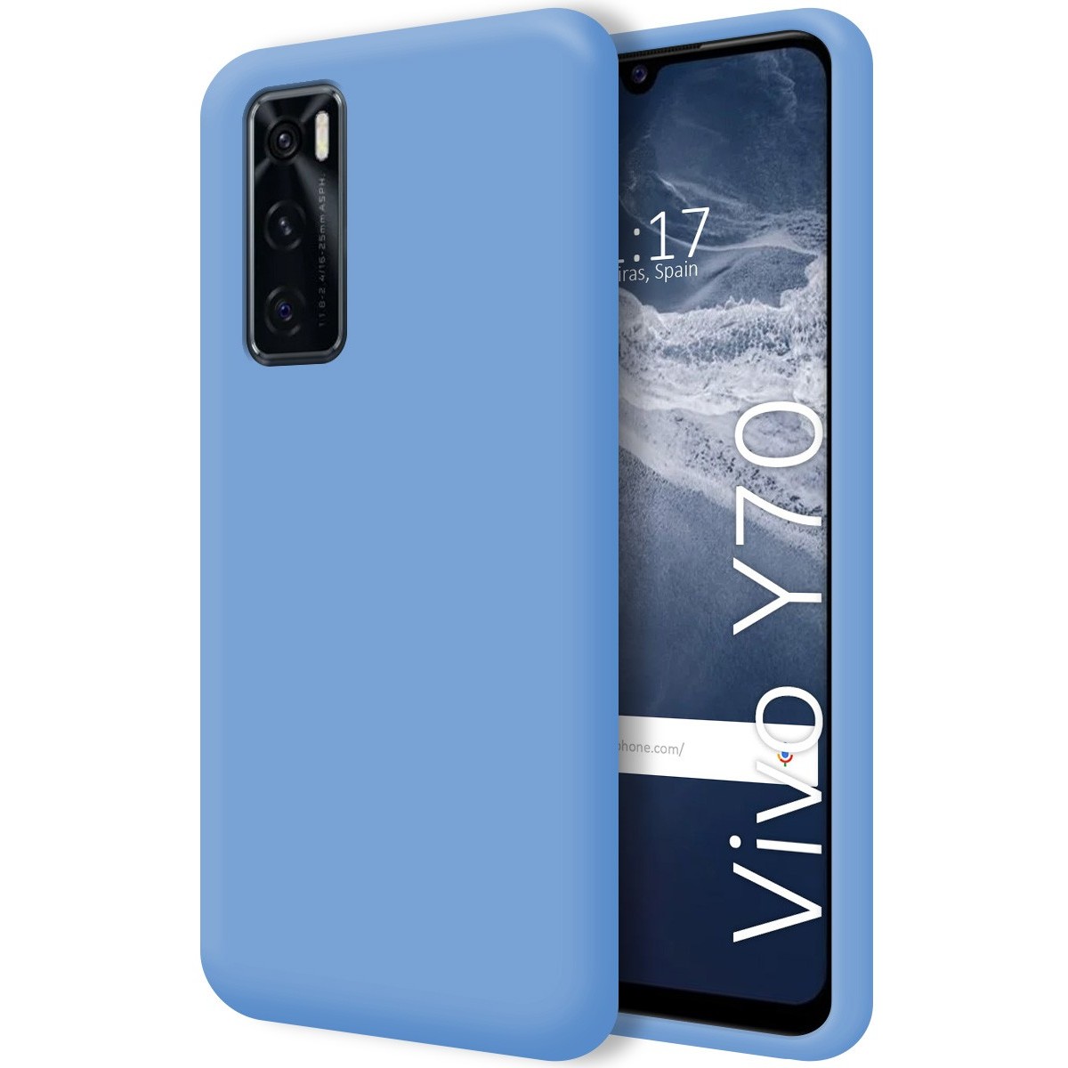Funda Silicona Líquida Ultra Suave para Vivo Y70 color Azul