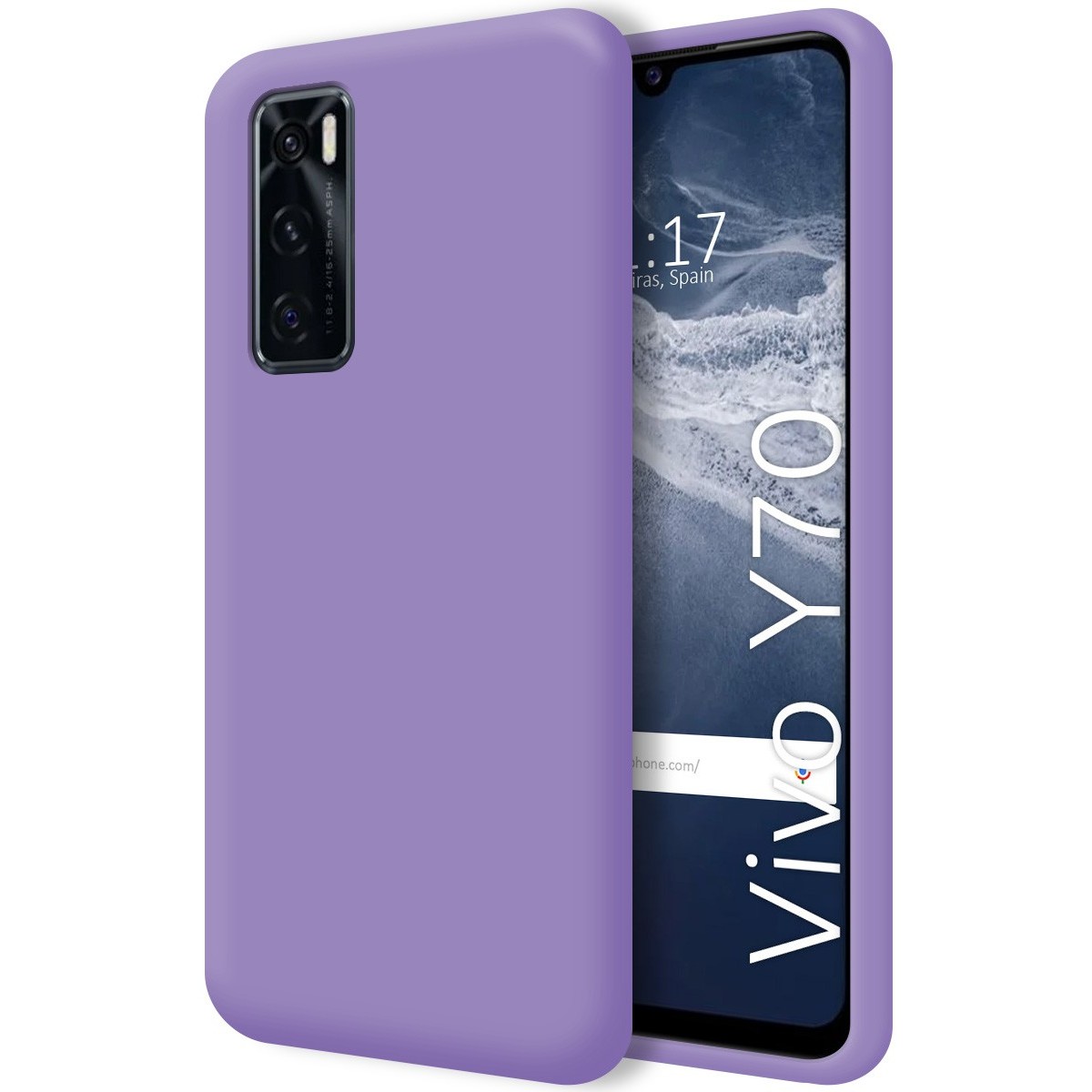 Funda Silicona Líquida Ultra Suave para Vivo Y70 color Morada