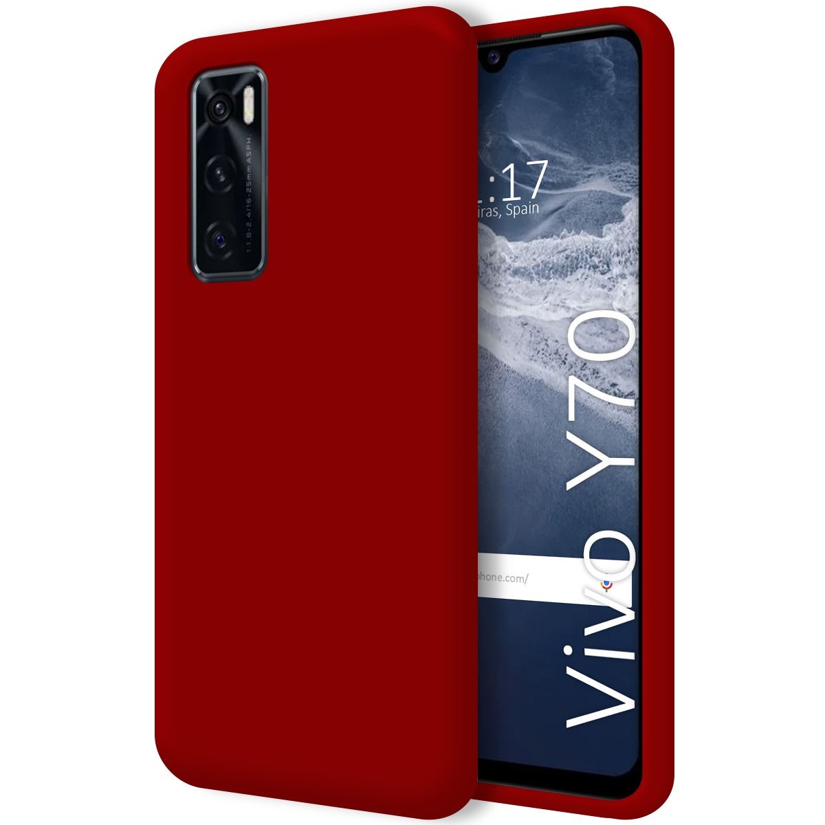 Funda Silicona Líquida Ultra Suave para Vivo Y70 color Roja
