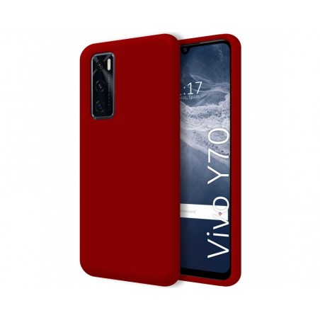 Funda Silicona Líquida Ultra Suave para Vivo Y70 color Roja