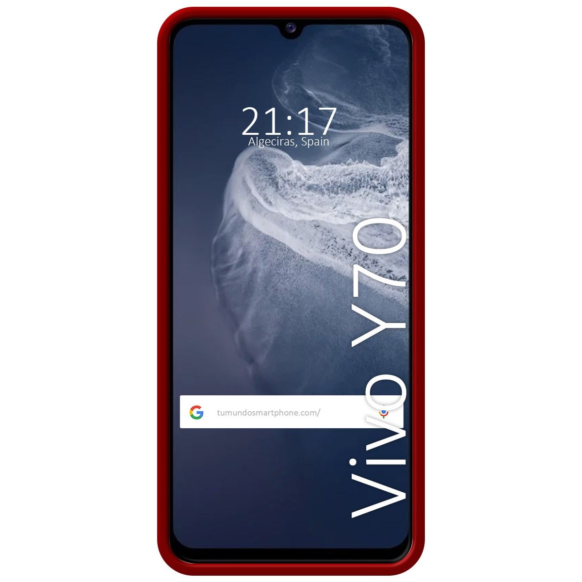 Funda Silicona Líquida Ultra Suave para Vivo Y70 color Roja