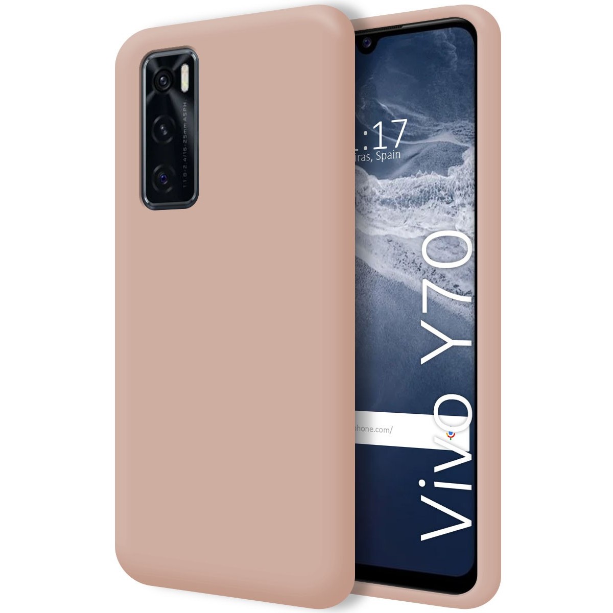 Funda Silicona Líquida Ultra Suave para Vivo Y70 color Rosa