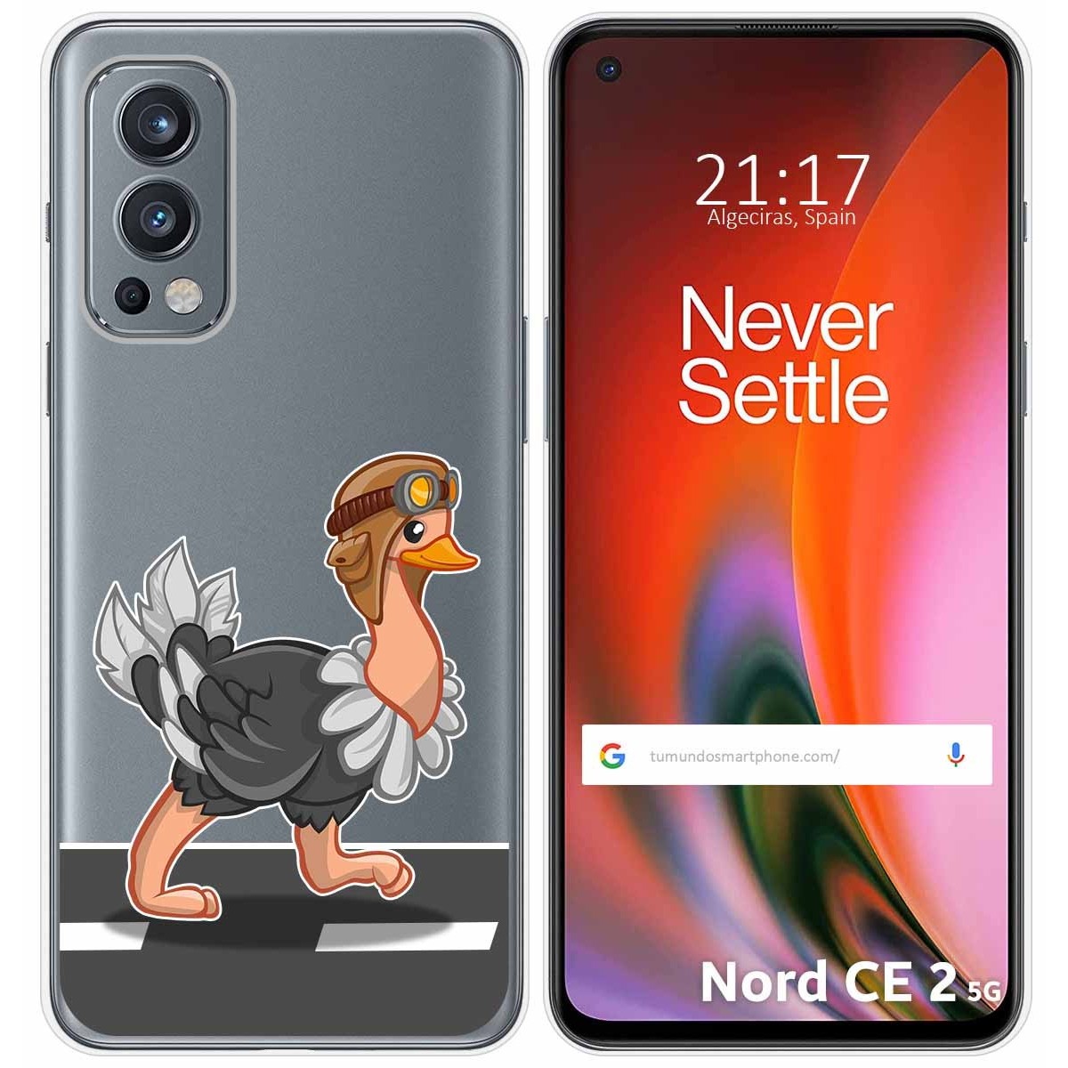 Funda Silicona Transparente para OnePlus Nord 2 5G diseño Avestruz Dibujos