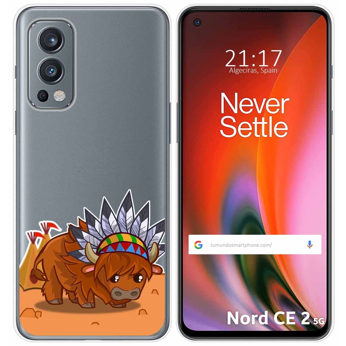 Funda Silicona Transparente para OnePlus Nord 2 5G diseño Bufalo Dibujos