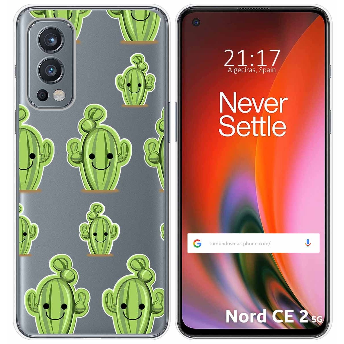Funda Silicona Transparente para OnePlus Nord 2 5G diseño Cactus Dibujos