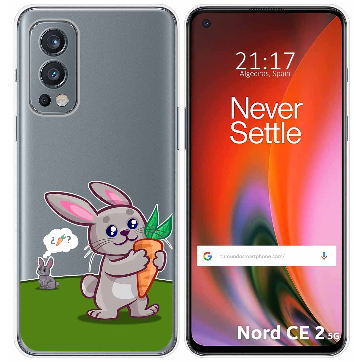 Funda Silicona Transparente para OnePlus Nord 2 5G diseño Conejo Dibujos