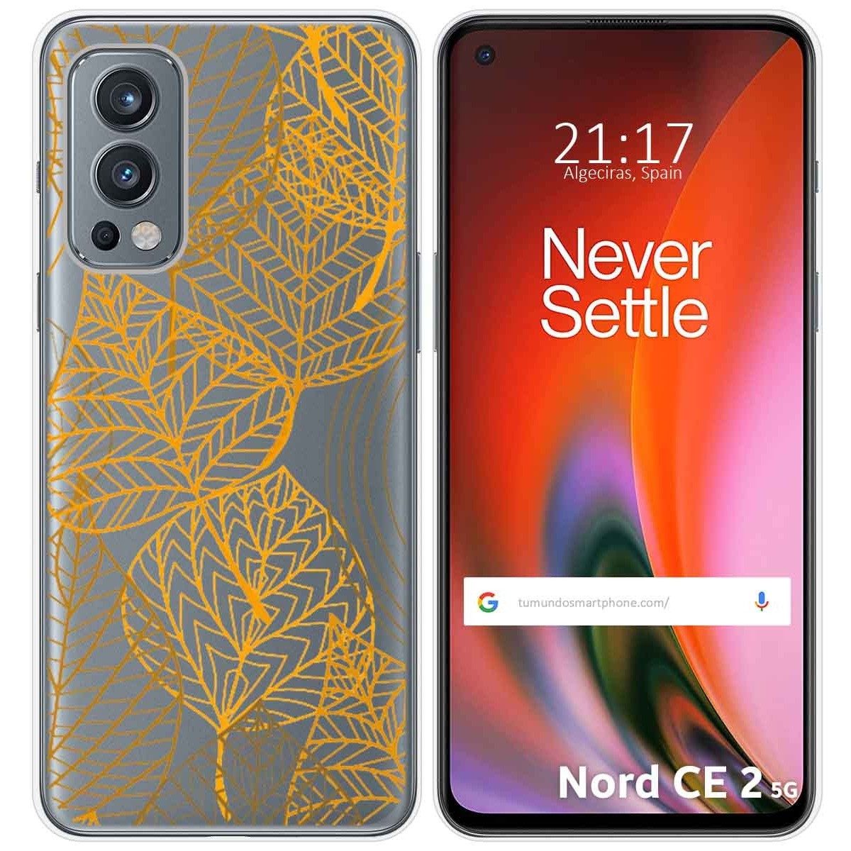 Funda Silicona Transparente para OnePlus Nord 2 5G diseño Hojas Dibujos