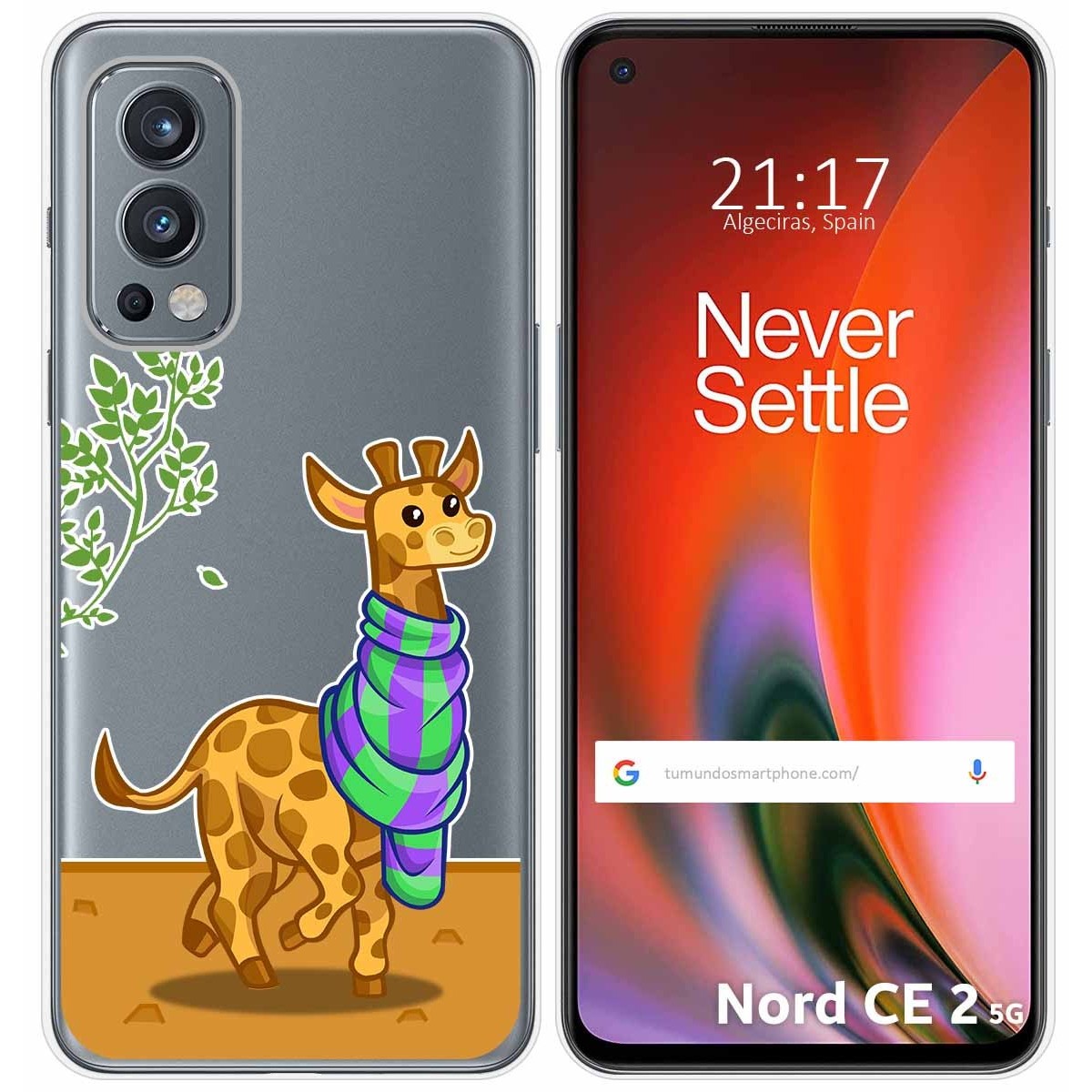 Funda Silicona Transparente para OnePlus Nord 2 5G diseño Jirafa Dibujos
