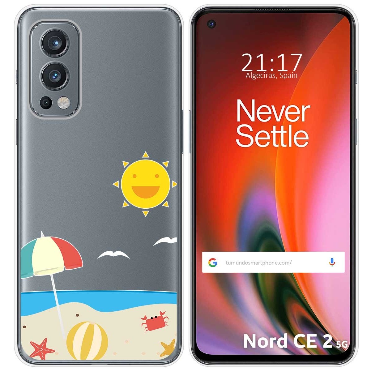 Funda Silicona Transparente para OnePlus Nord 2 5G diseño Playa Dibujos