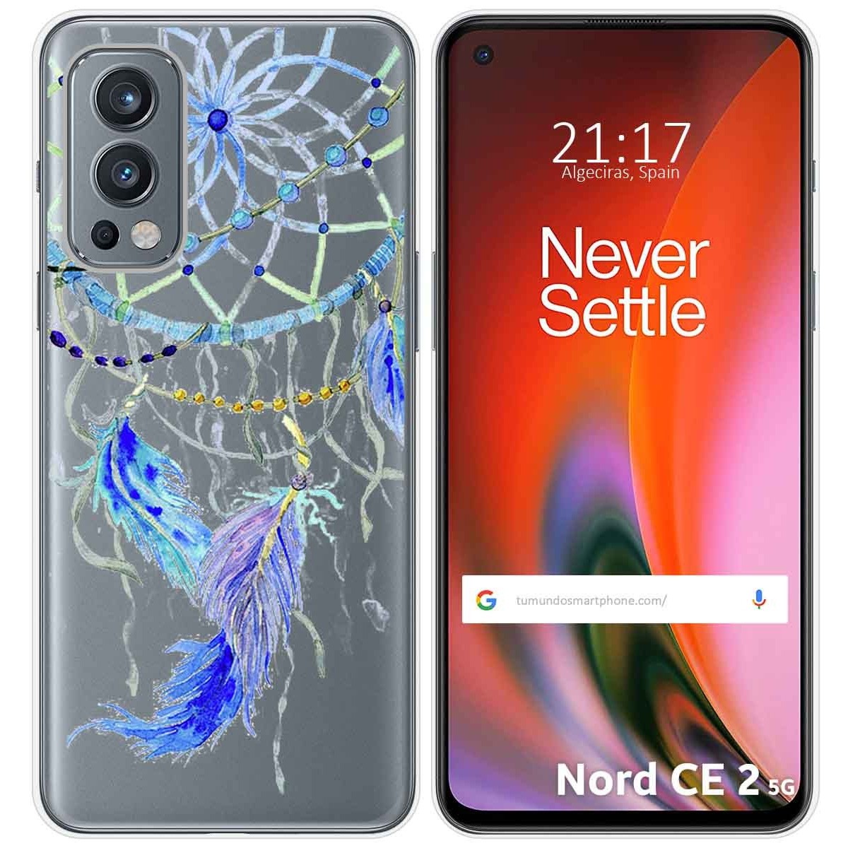 Funda Silicona Transparente para OnePlus Nord 2 5G diseño Plumas Dibujos