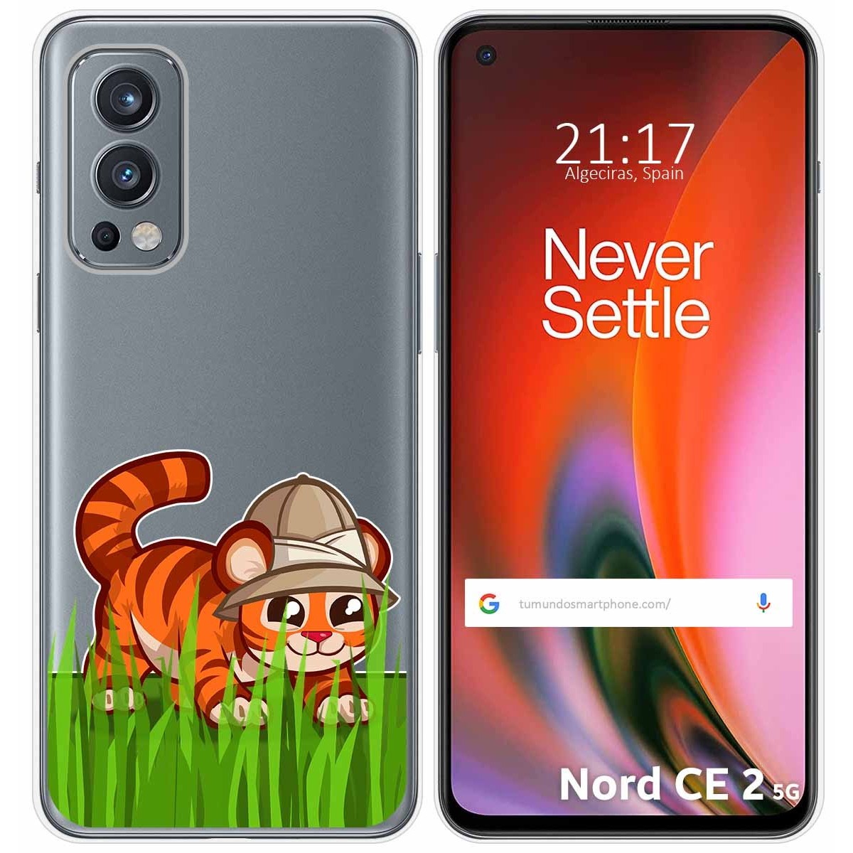 Funda Silicona Transparente para OnePlus Nord 2 5G diseño Tigre Dibujos