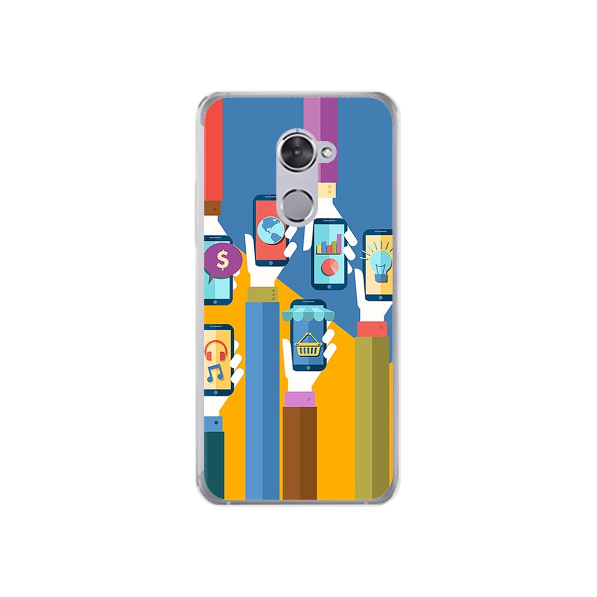 Funda Gel Tpu para Vodafone Smart V8 Diseño Apps Dibujos