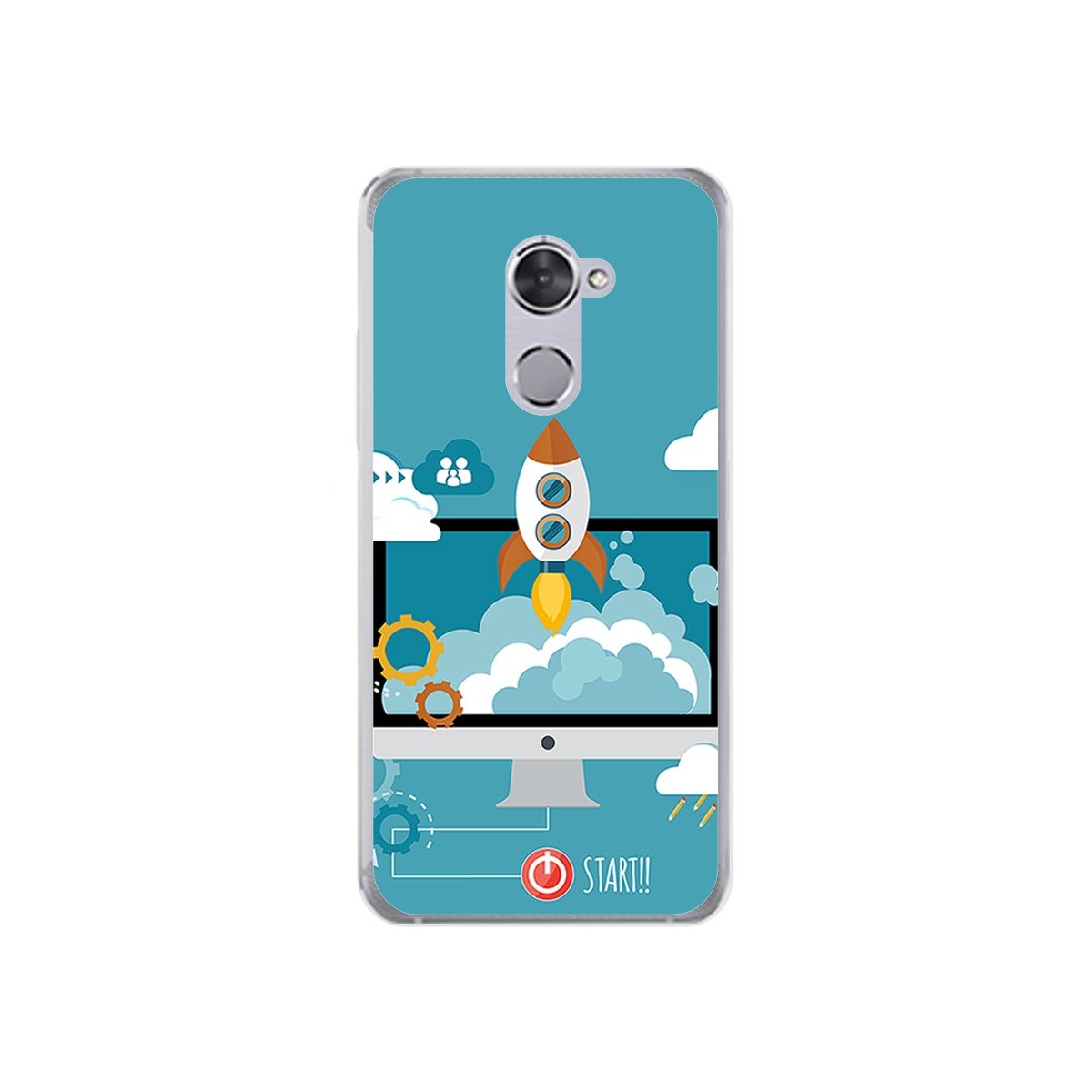 Funda Gel Tpu para Vodafone Smart V8 Diseño Cohete Dibujos