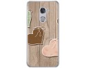 Funda Gel Tpu para Vodafone Smart V8 Diseño Corazones Madera Dibujos