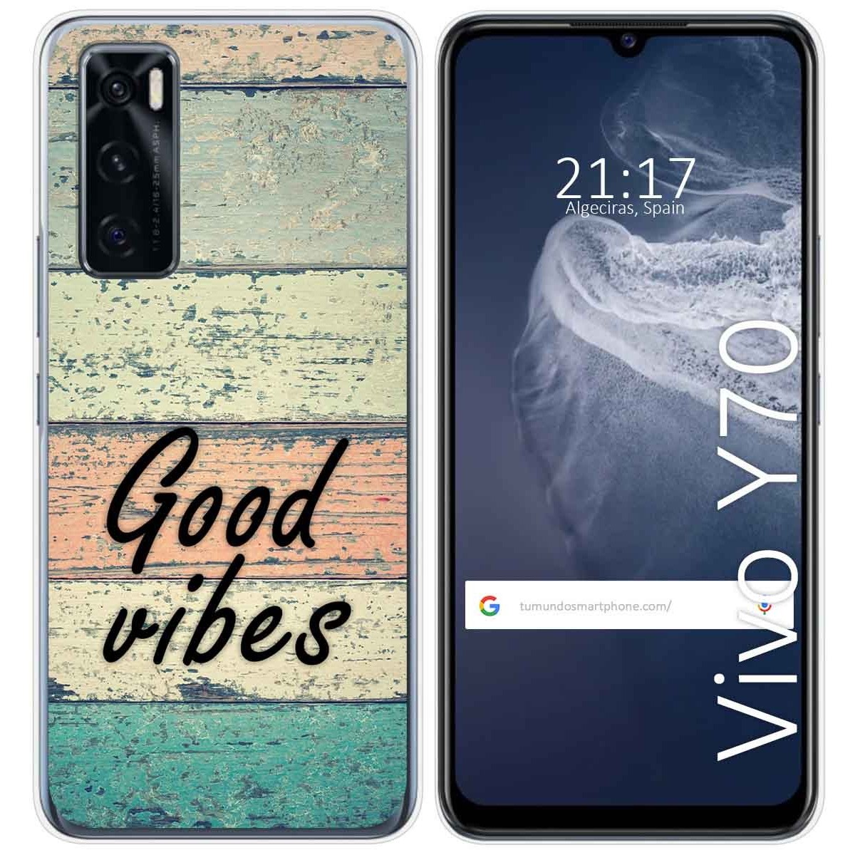 Funda Silicona para Vivo Y70 diseño Madera 01 Dibujos