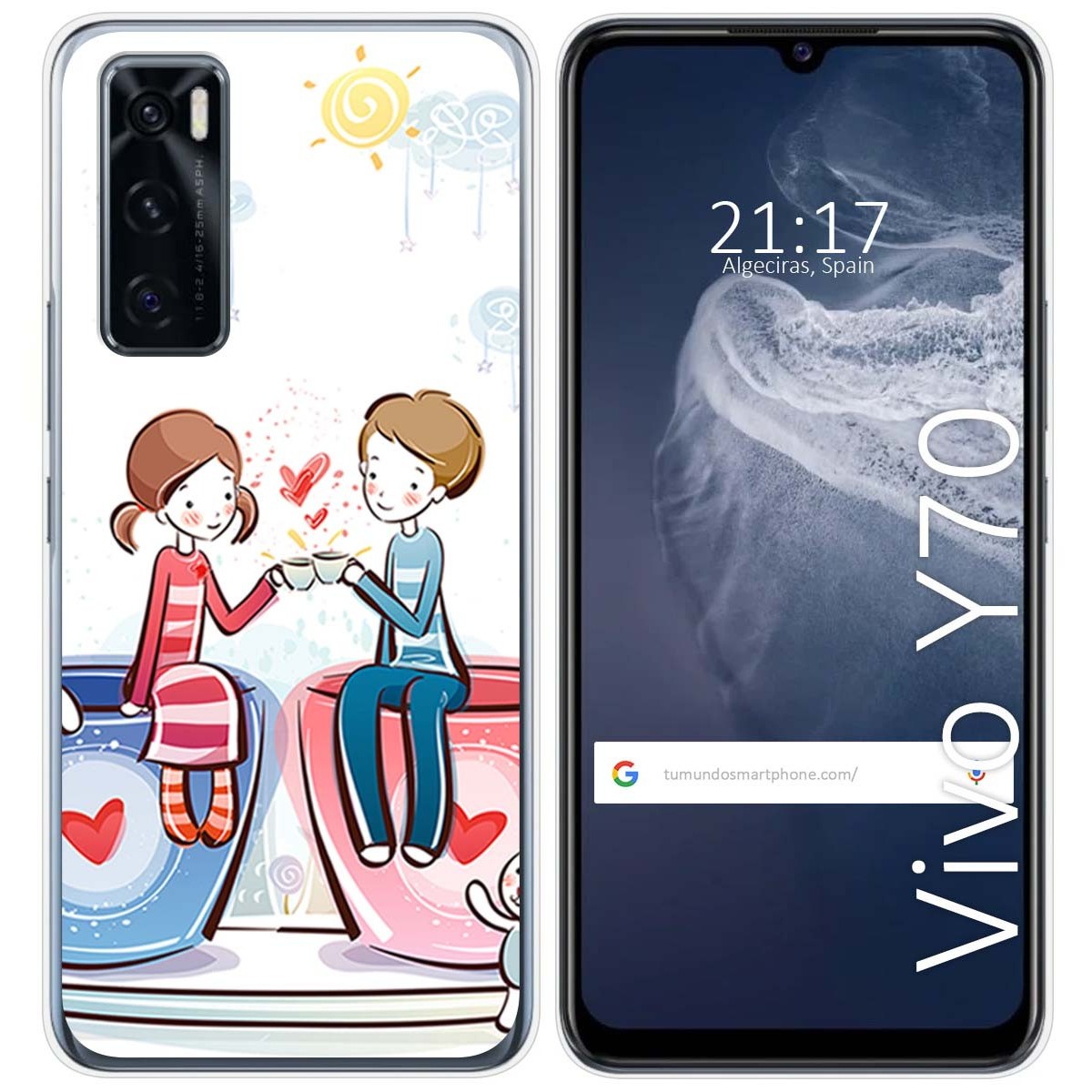 Funda Silicona para Vivo Y70 diseño Café Dibujos