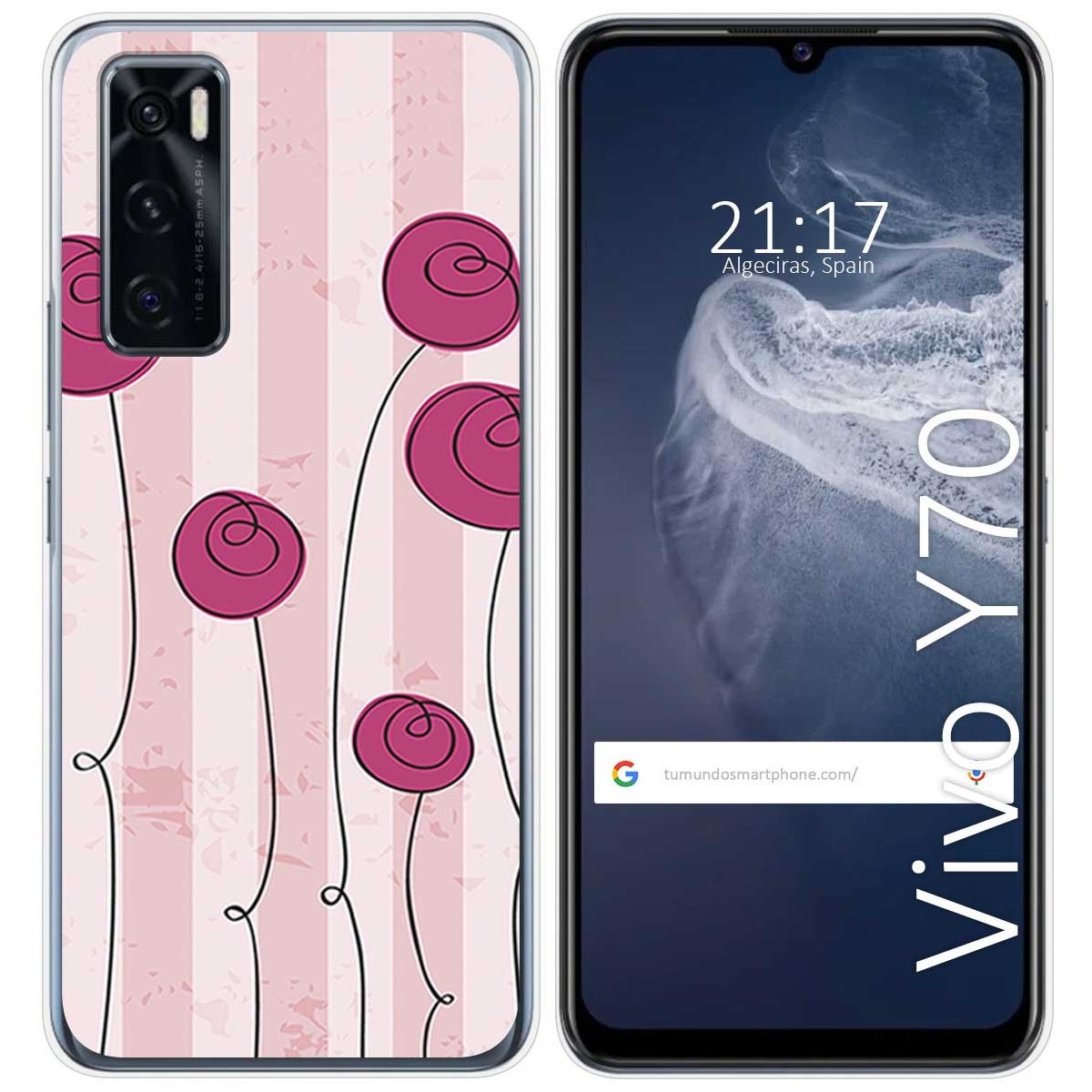 Funda Silicona para Vivo Y70 diseño Flores Vintage Dibujos